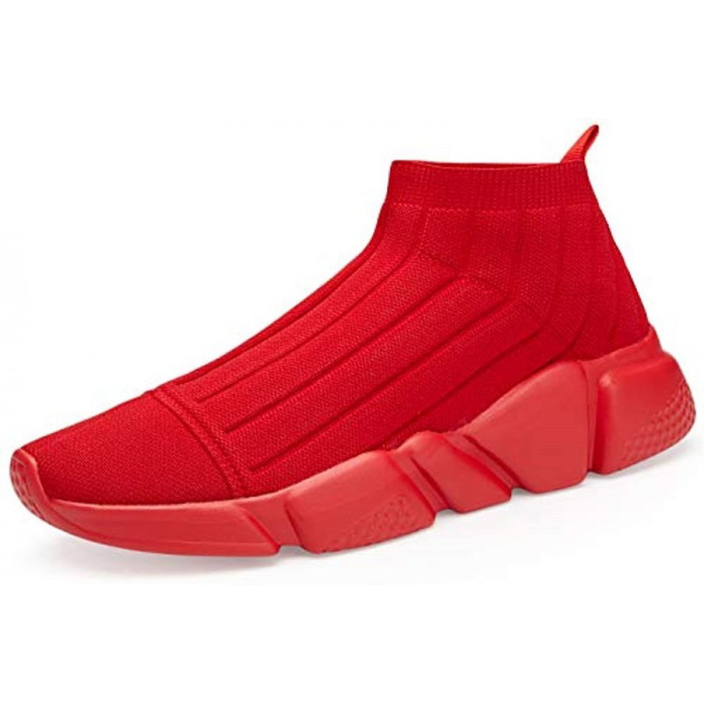 Womens Walking Shoes Mens Slip-On Sneakers Breathable Lightweight Athletic Running Shoes Red